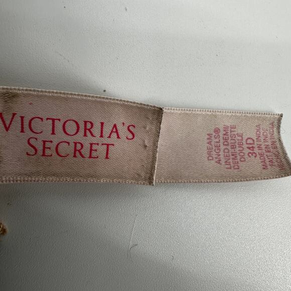 Victoria's Secret Smooth & Lace Dream Angels Lightly Lined Demi Bra Bow Tan 34D - Picture 3 of 6